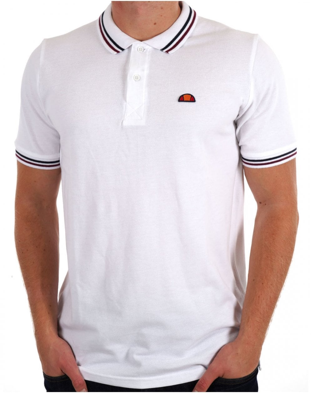 Ellesse Tipped Poloshirt Weiß / Marineblau / Burgund