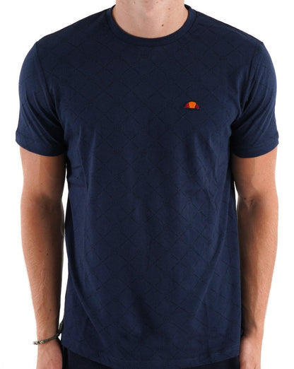 Ellesse – T-Shirt mit Ton-in-Ton-Print in Marineblau