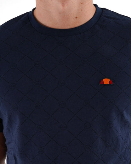 Ellesse – T-Shirt mit Ton-in-Ton-Print in Marineblau