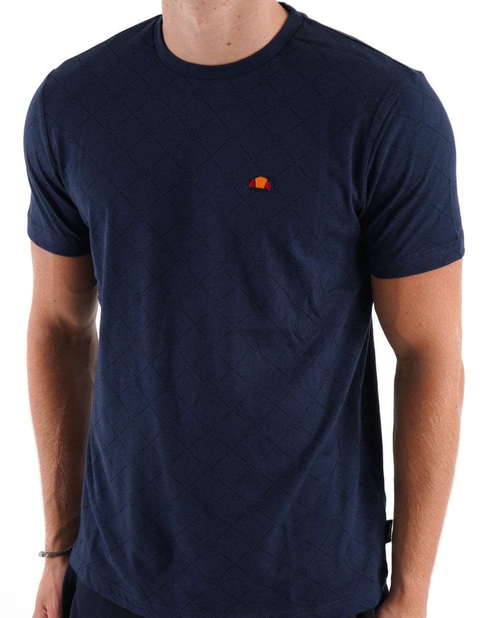 Ellesse – T-Shirt mit Ton-in-Ton-Print in Marineblau