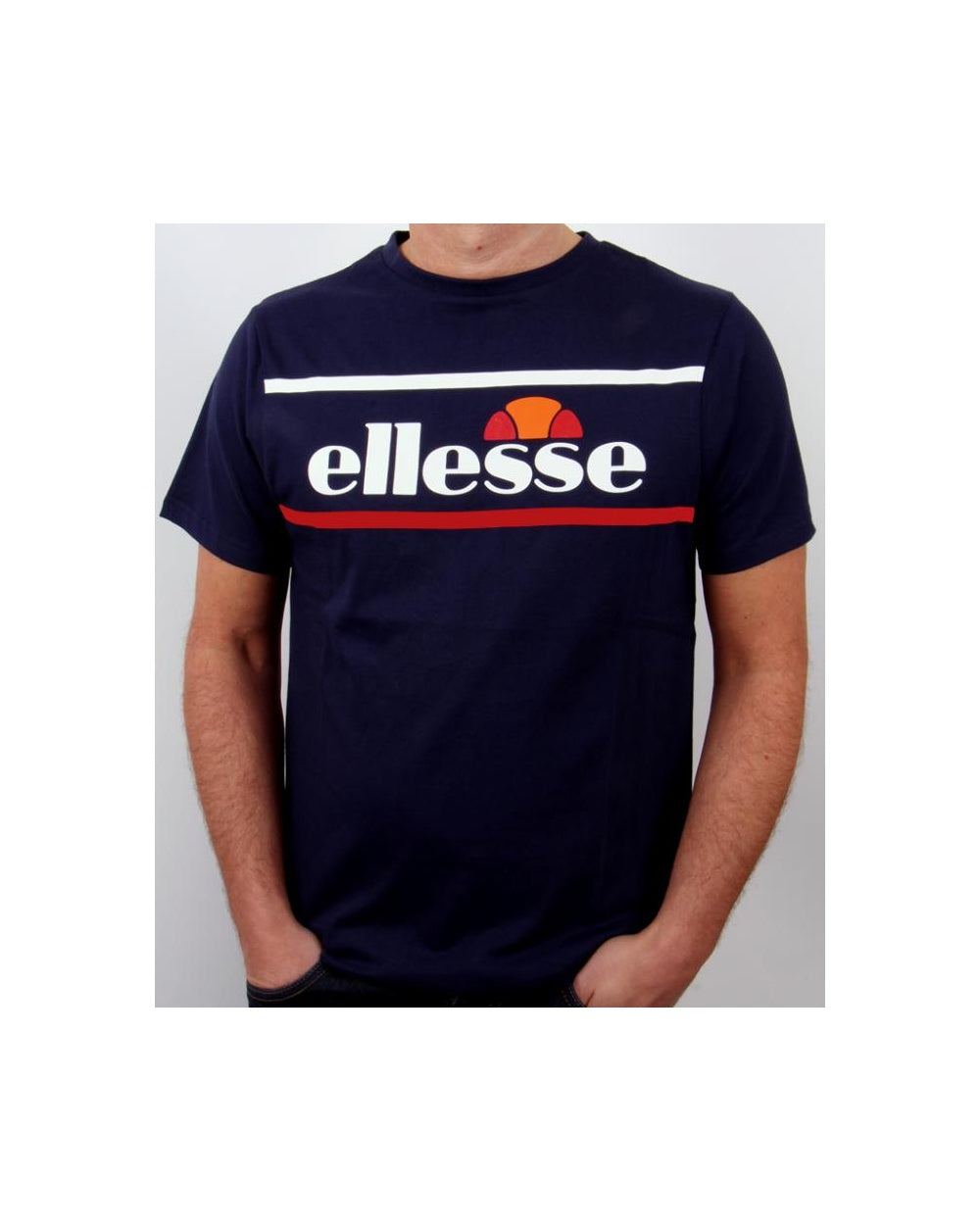 Ellesse – Tramline-Logo-T-Shirt in Marineblau