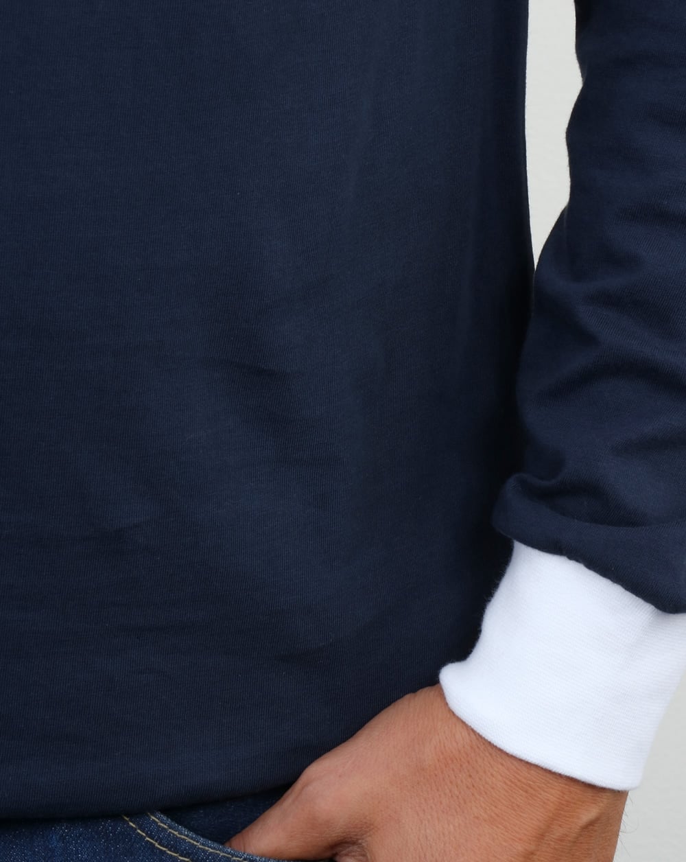 Ellesse Twin badge Long Sleeve Ringer T Shirt Navy