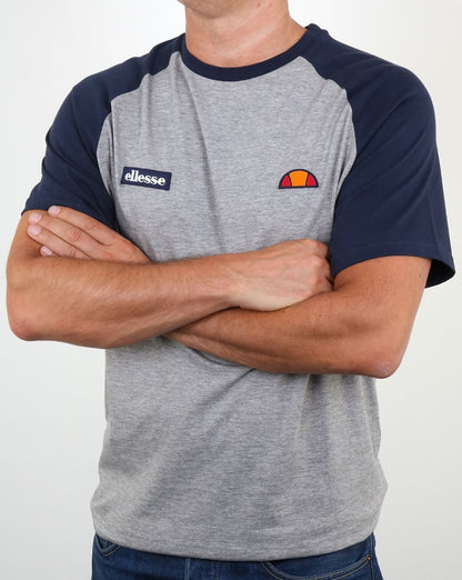 Ellesse Twin Logo T-Shirt Athletic Grau/Marineblau