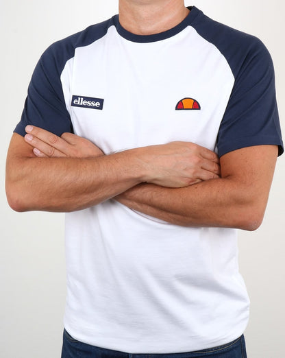 Ellesse – T-Shirt mit Twin-Logo, Weiß/Marineblau