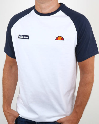 Ellesse – T-Shirt mit Twin-Logo, Weiß/Marineblau