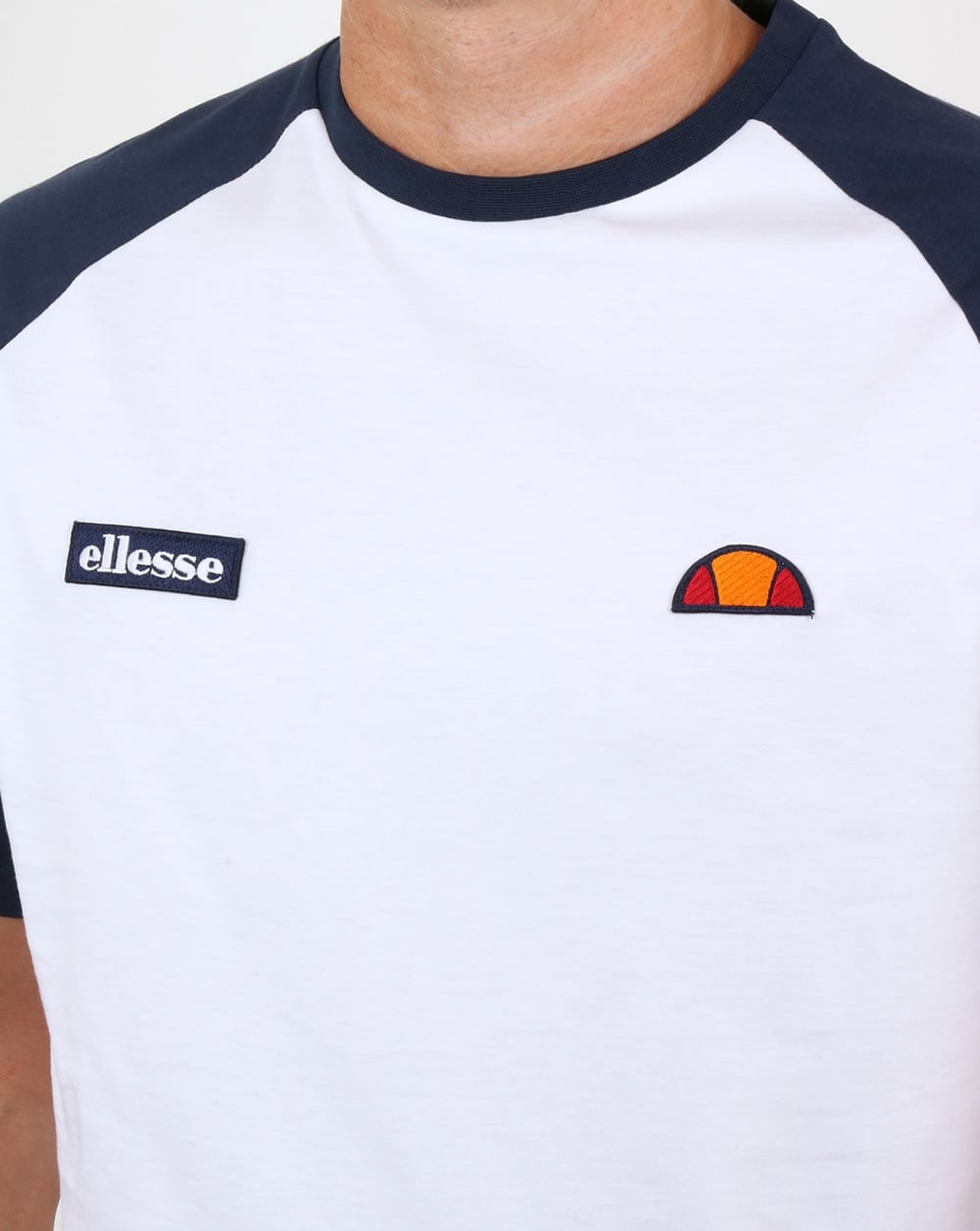 Ellesse – T-Shirt mit Twin-Logo, Weiß/Marineblau