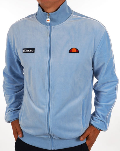 Ellesse – Velours-Trainingsjacke „Gene“ in Himmelblau