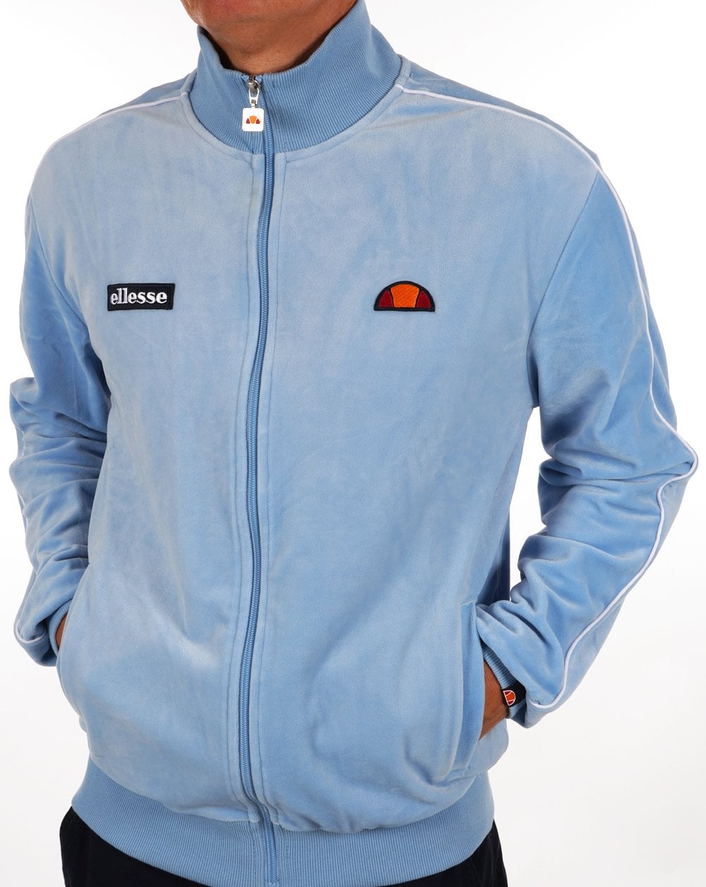 Ellesse – Velours-Trainingsjacke „Gene“ in Himmelblau