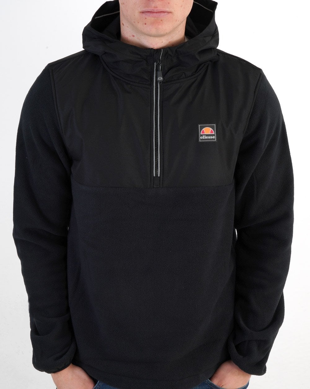 Ellesse Venaro Fleece-Overheadjacke in Schwarz