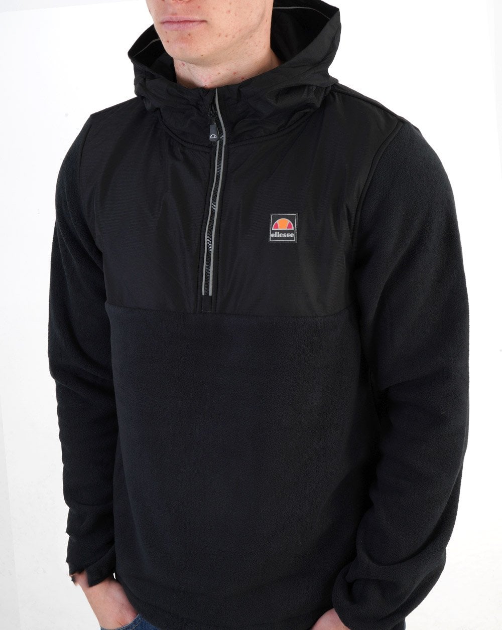 Ellesse Venaro Fleece-Overheadjacke in Schwarz