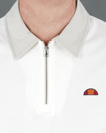 Ellesse – Poloshirt mit Reißverschluss in Creme