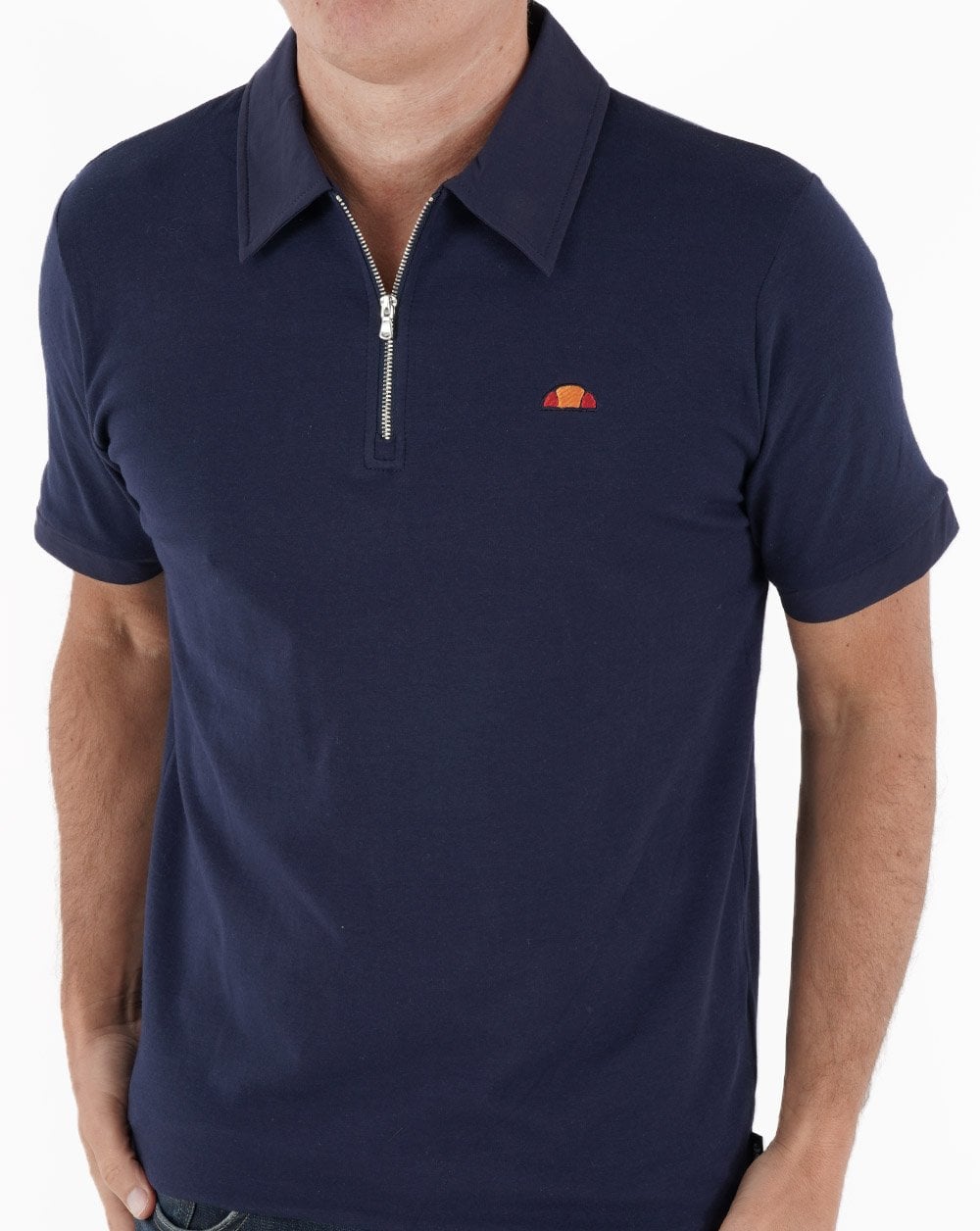 Ellesse – Poloshirt mit Reißverschluss in Marineblau