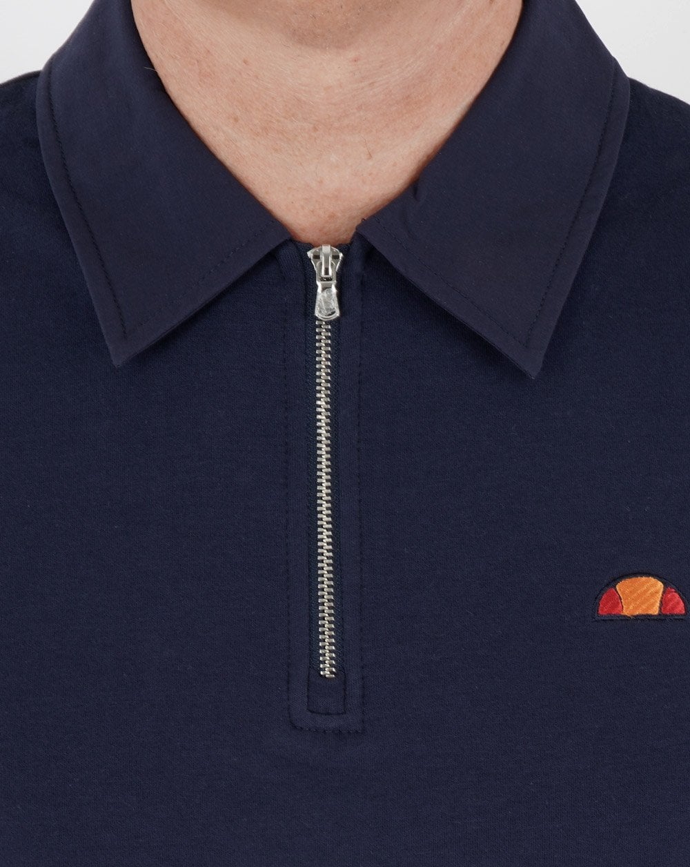 Ellesse – Poloshirt mit Reißverschluss in Marineblau