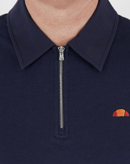 Ellesse – Poloshirt mit Reißverschluss in Marineblau