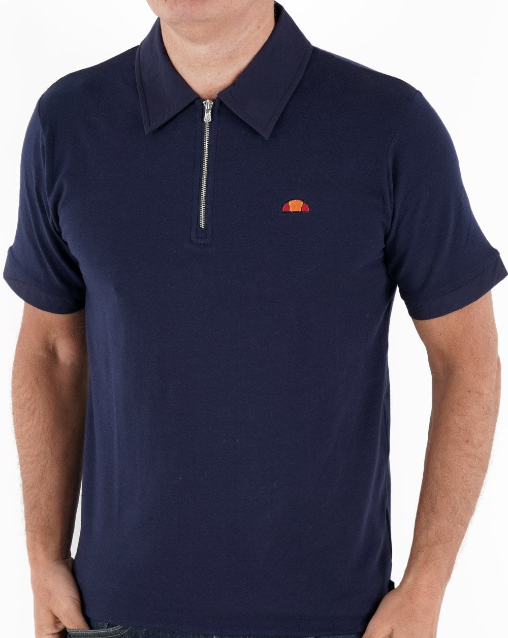 Ellesse – Poloshirt mit Reißverschluss in Marineblau