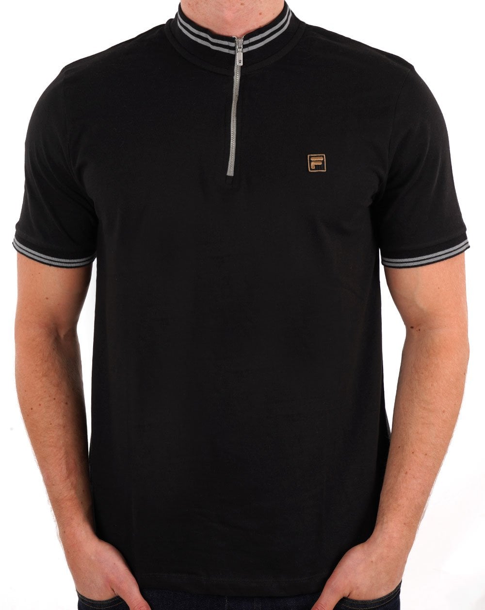 Fila Gold Poloshirt mit 1/4-Reißverschluss in Schwarz