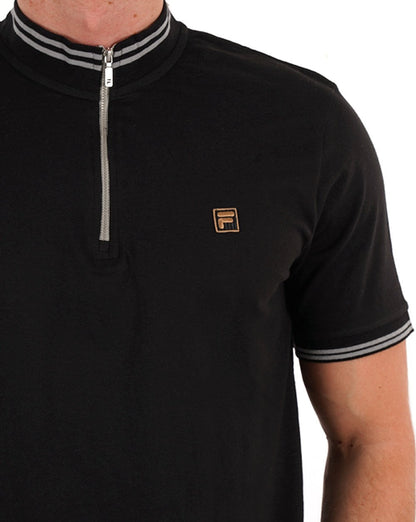 Fila Gold Poloshirt mit 1/4-Reißverschluss in Schwarz