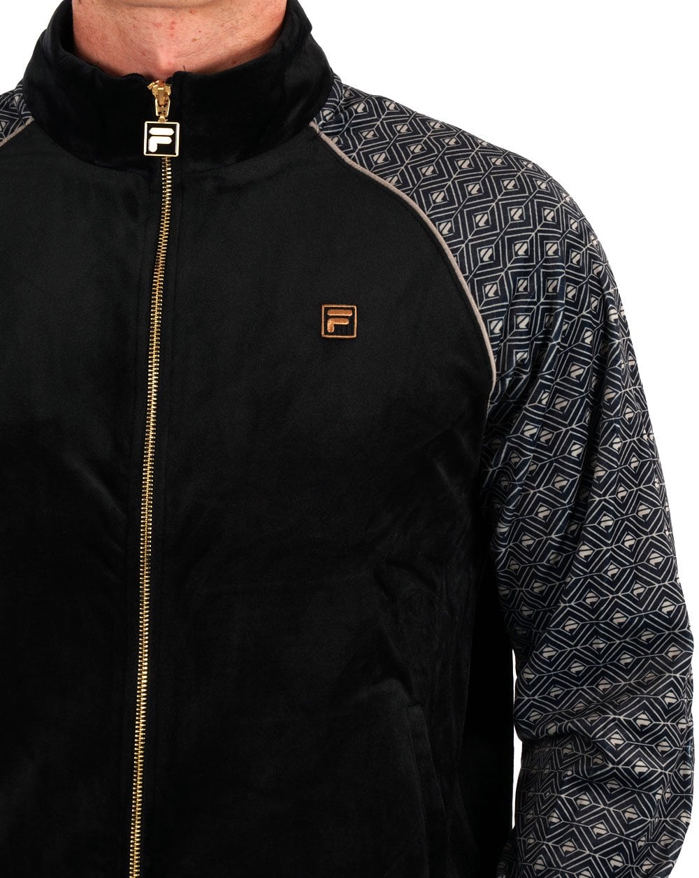 Fila Gold Albero Velours-Trainingsoberteil Schwarz/Stein