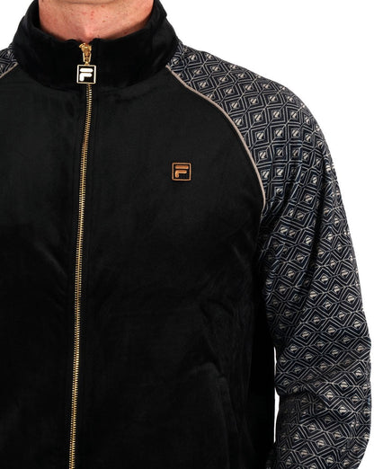 Fila Gold Albero Velours-Trainingsoberteil Schwarz/Stein