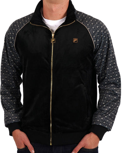 Fila Gold Albero Velours-Trainingsoberteil Schwarz/Stein