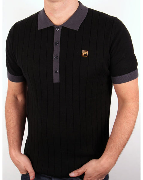 Fila Gold Bacio Knitted Polo Shirt Black