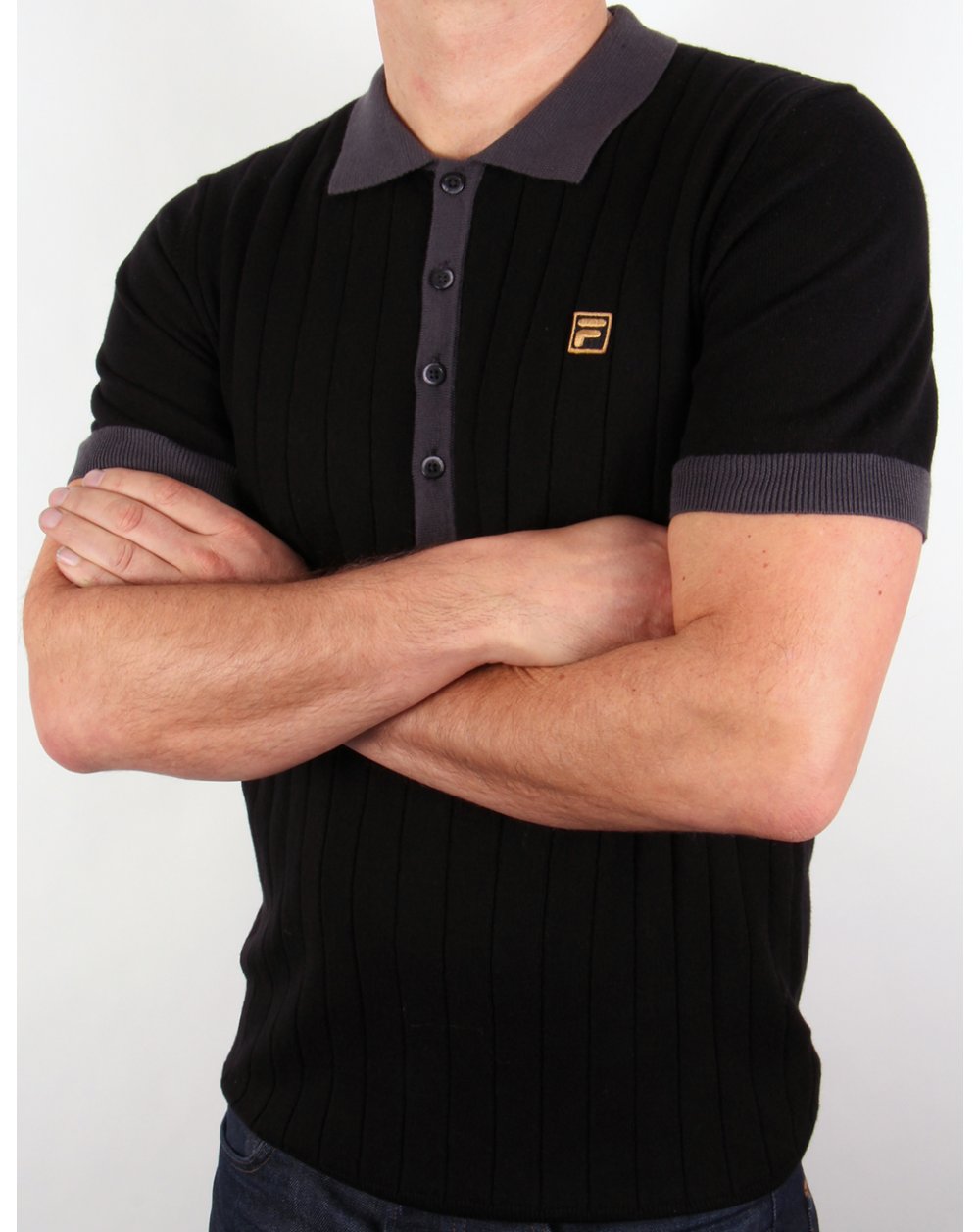Fila Gold Bacio Knitted Polo Shirt Black