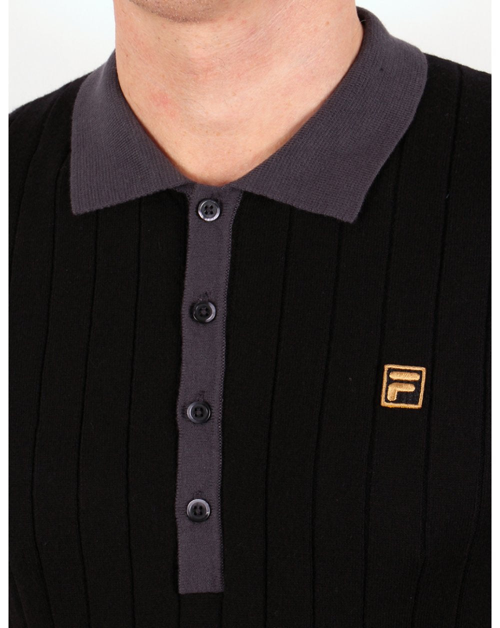 Fila Gold Bacio Knitted Polo Shirt Black