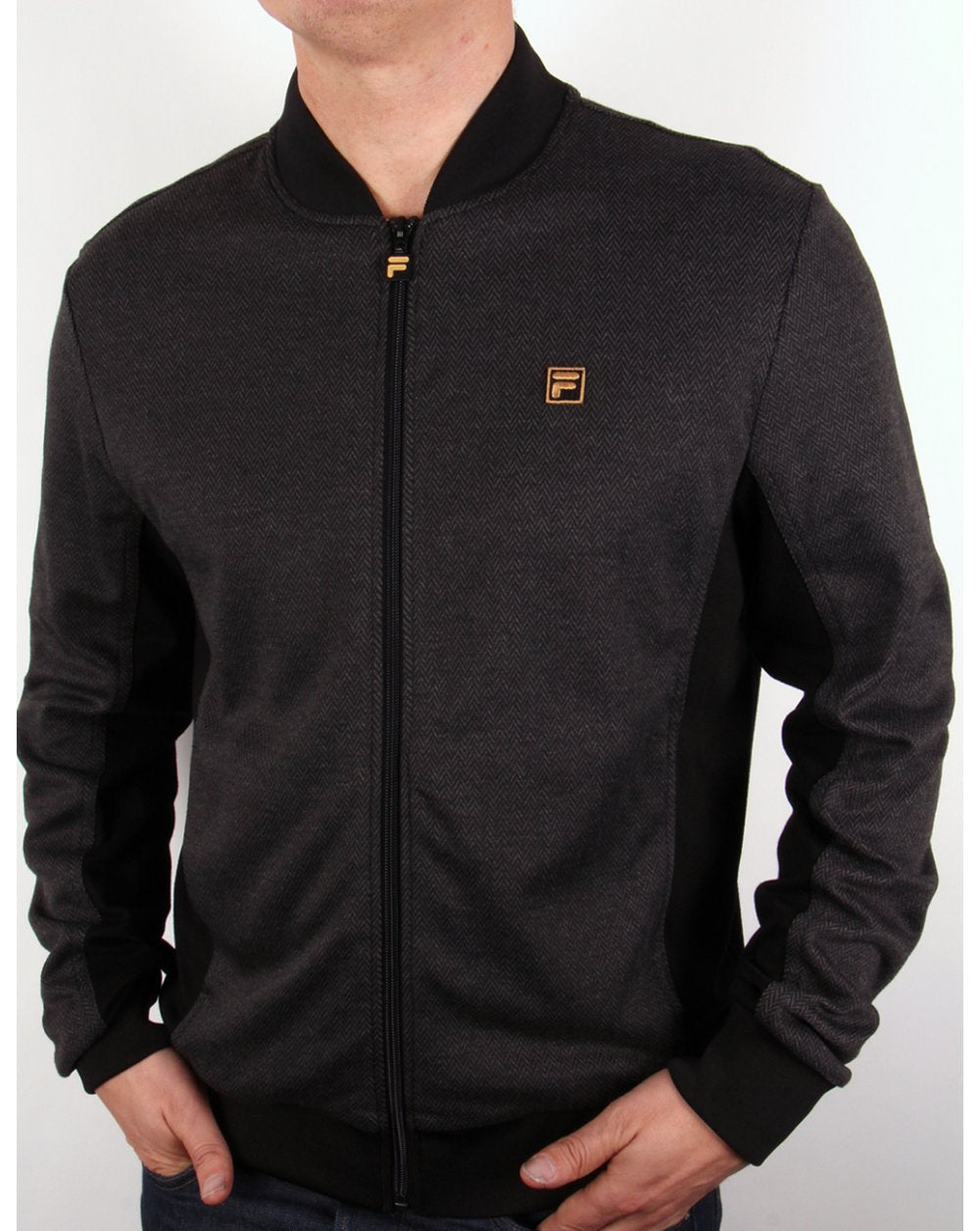 Fila – Belfiore – Trainingsjacke in Gold mit Fischgrätenmuster
