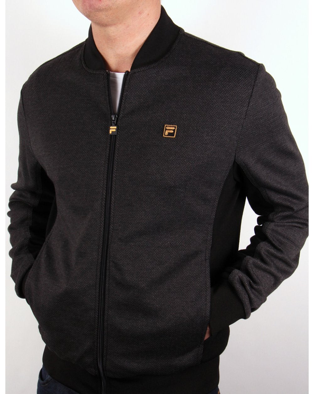 Fila – Belfiore – Trainingsjacke in Gold mit Fischgrätenmuster