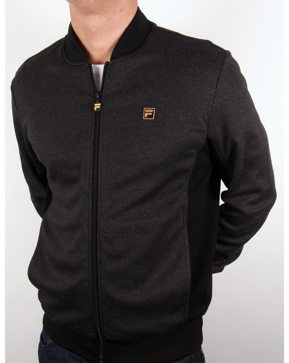 Fila – Belfiore – Trainingsjacke in Gold mit Fischgrätenmuster