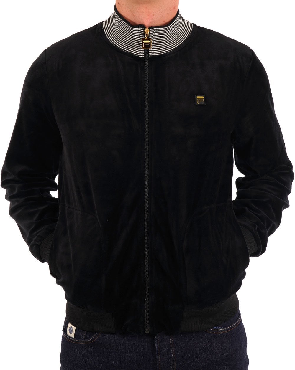 Fila Gold Cenzo Velour Track Top Black