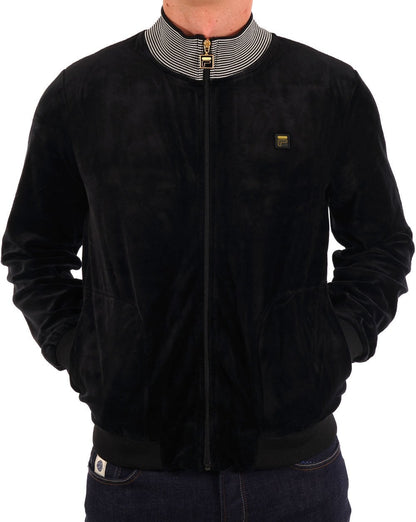 Fila Gold – Cenzo – Velours-Trainingsjacke in Schwarz