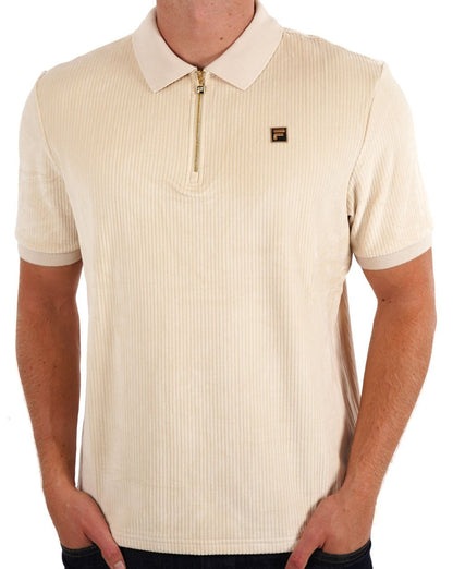 Fila Gold Cord-Velours-Poloshirt, Ecru