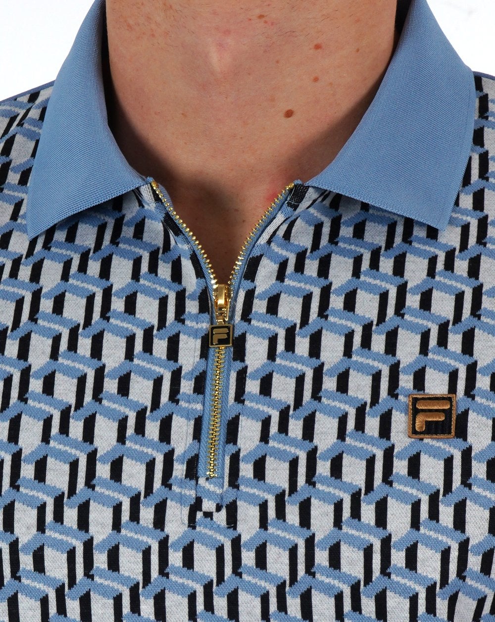 Fila Gold Jacquard Polo Denim Blau