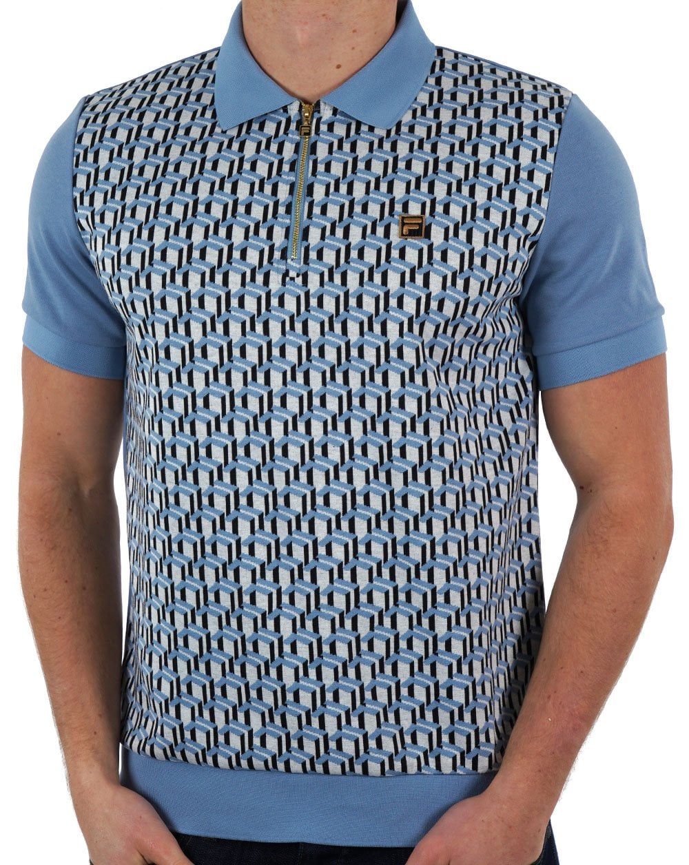 Fila Gold Jacquard Polo Denim Blue
