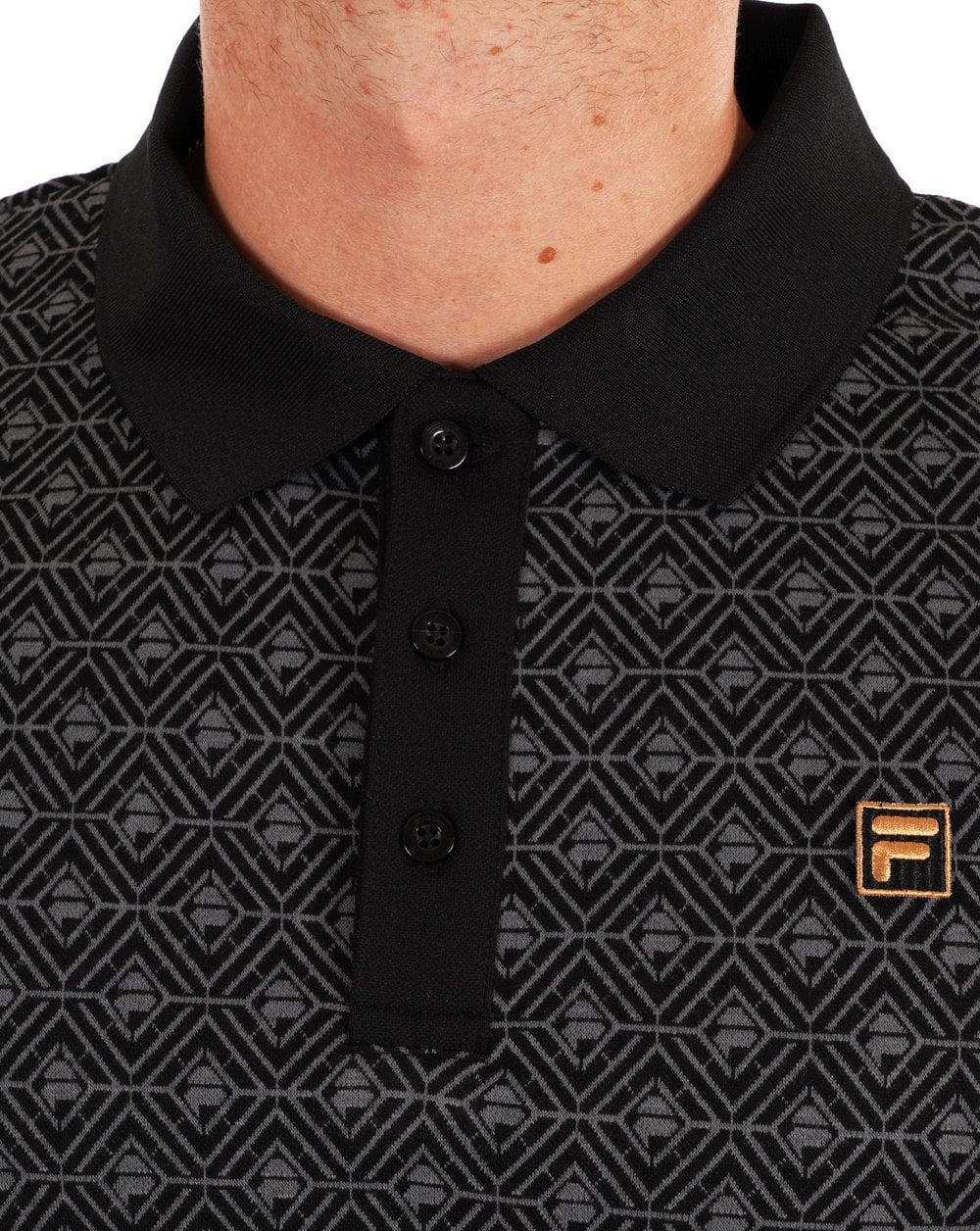 Fila Gold LS Knit Style Polo Shirt Black
