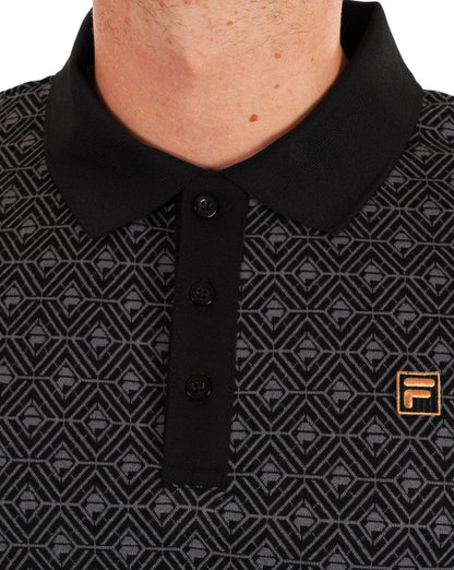 Fila Gold LS Poloshirt im Strickstil Schwarz