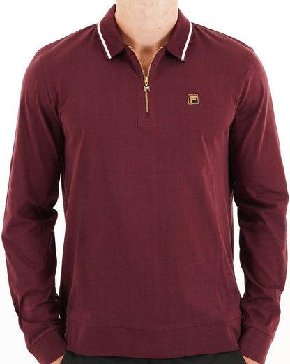 Fila Gold LS Tipped Zip Polo Port