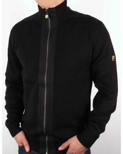 Fila Gold Matador Strickpullover mit Reißverschluss in Schwarz