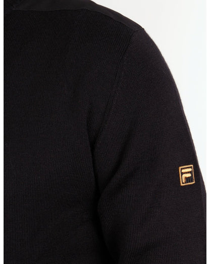 Fila Gold Matador Strickpullover mit Reißverschluss in Schwarz