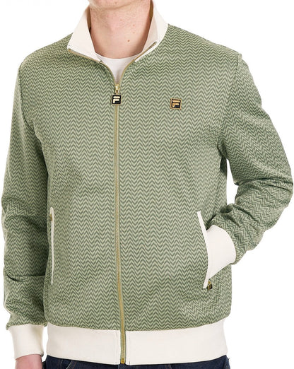 Fila Gold Mathers Fischgrätmuster-Trainingsjacke Hellgrün/Cremeweiß