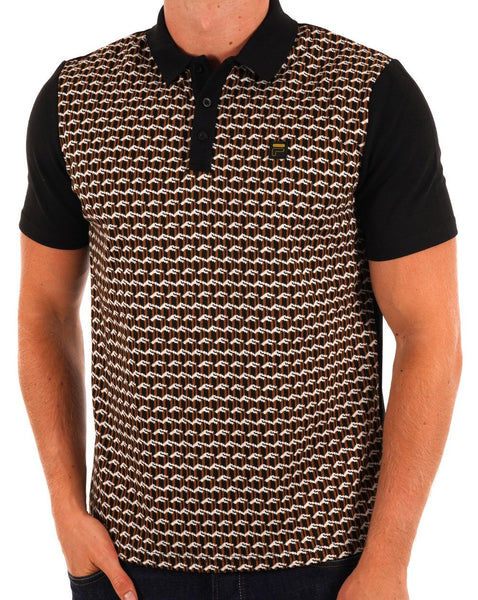 Fila Gold Monogram Polo Shirt Black