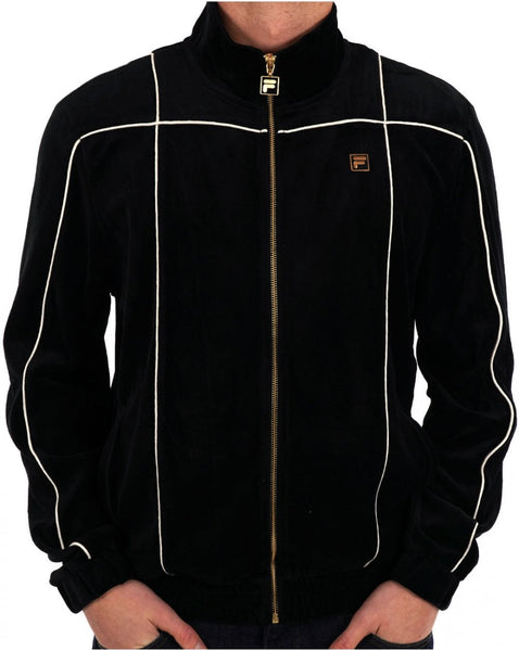 Fila Gold Piped Velour Track Top Black