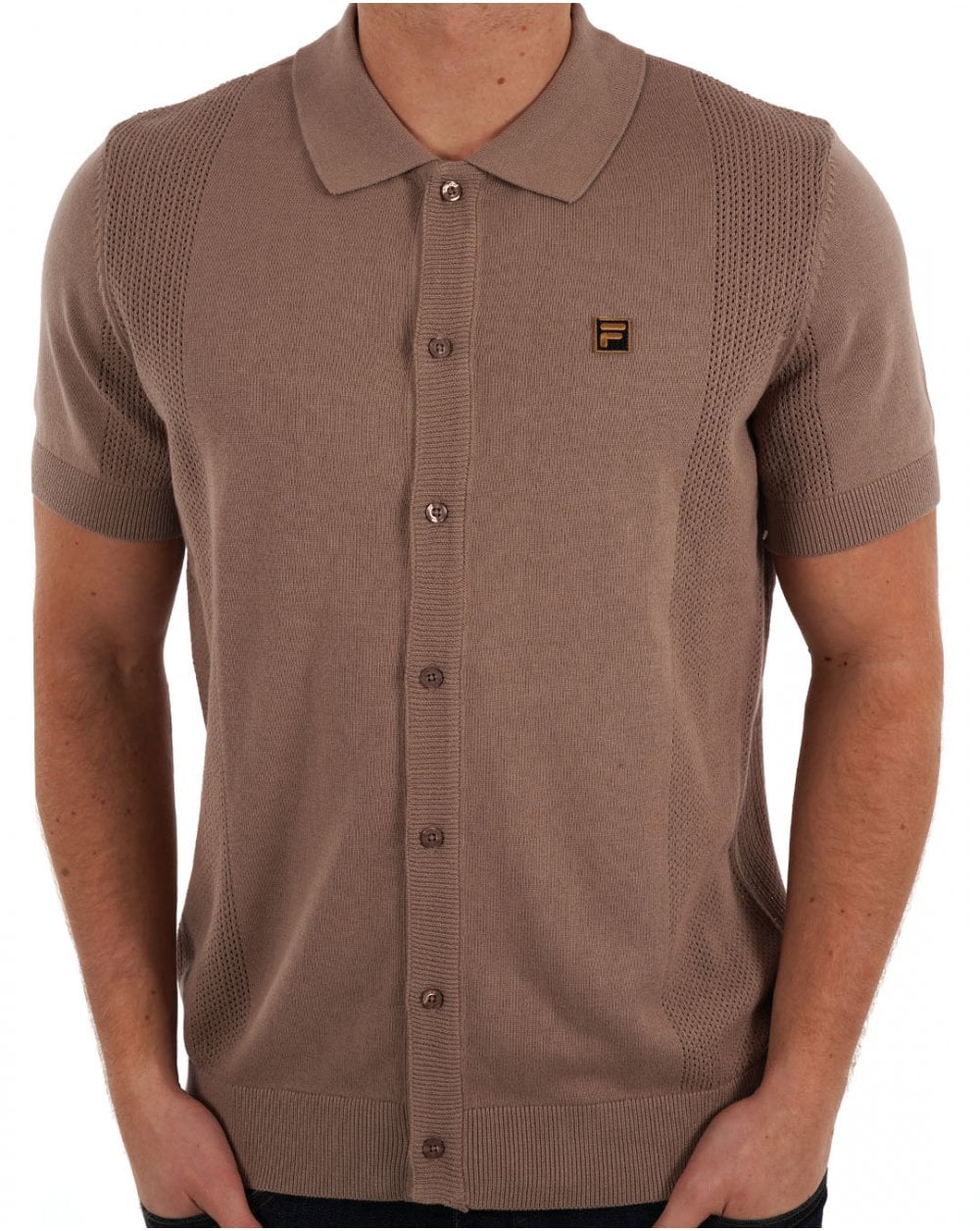 Fila Gold Pointelle Strickhemd Mokka