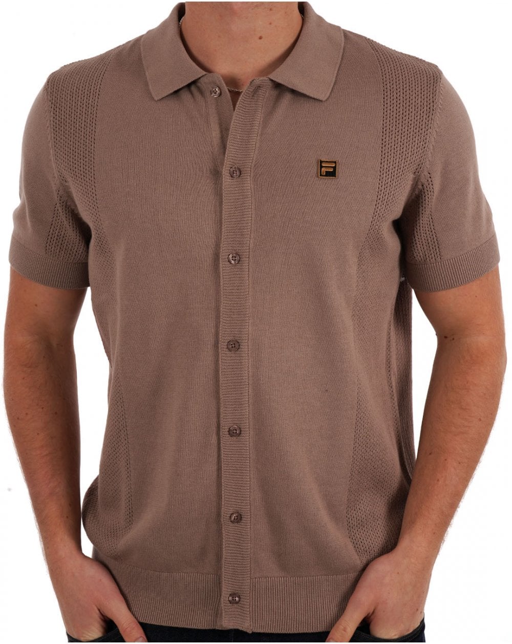 Fila Gold Pointelle Knit Shirt Mocha