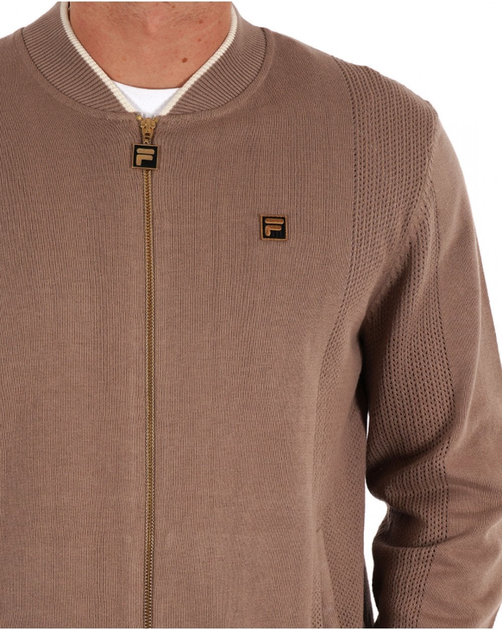 Fila Gold Pointelle Knit Track Top Mokka