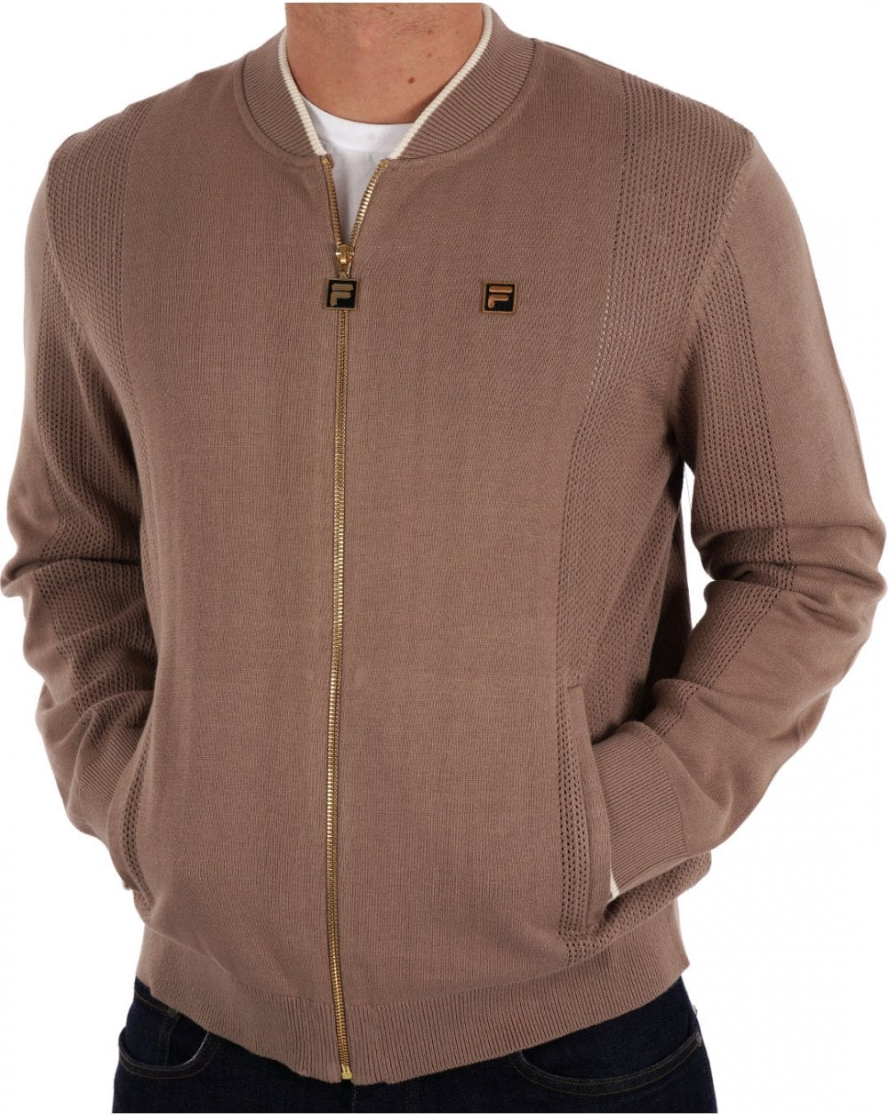 Fila Gold Pointelle Knit Track Top Mokka