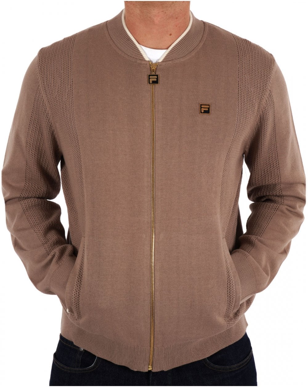 Fila Gold Pointelle Knit Track Top Mokka