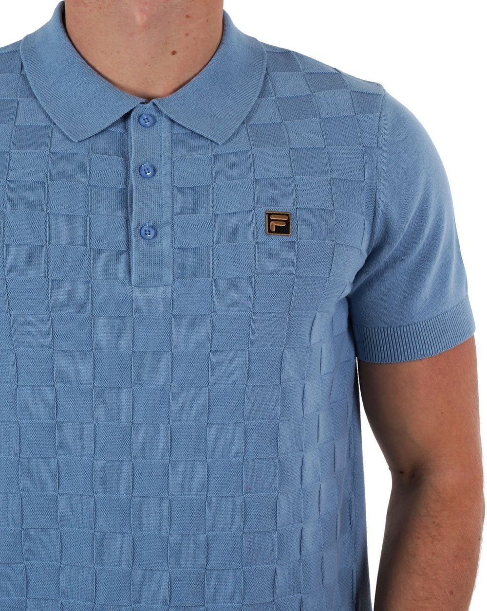 Fila Gold Square Knit Polo Blue
