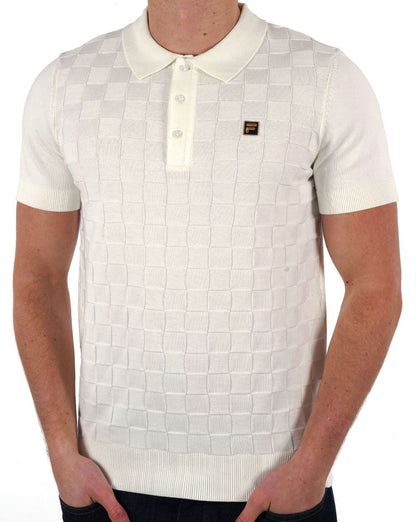 Fila Gold Square Knit Polo Off White
